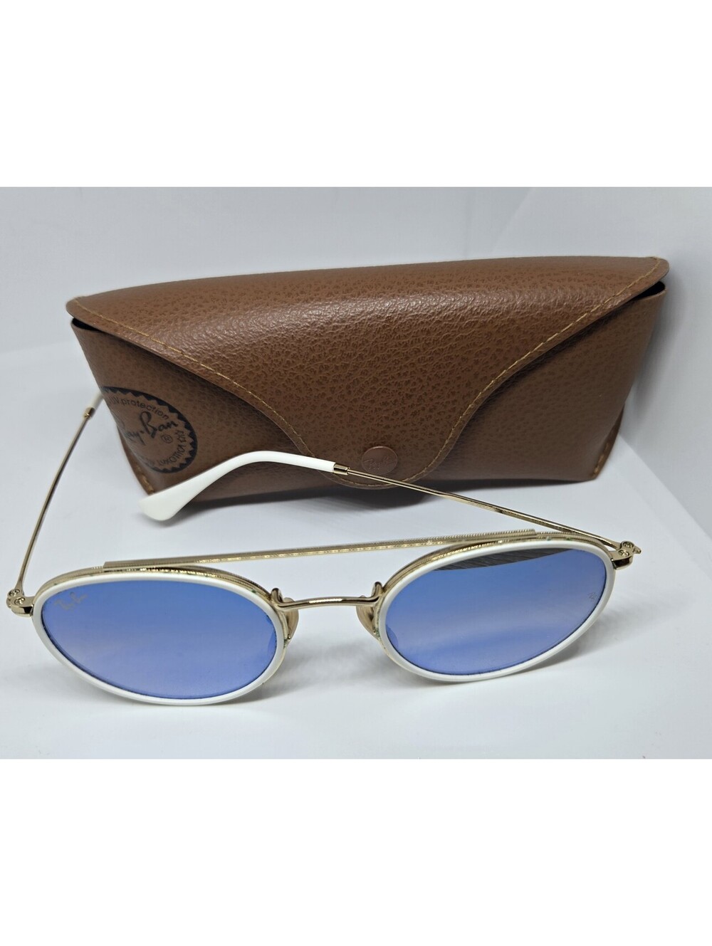 Ray-Ban RB3647N 001/40 Round Double Bridge Blue Flash Sunglasses 51-22
